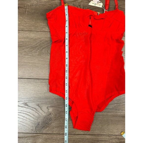 We Are HAH x Revolve NWT Under The Wire Mesh Bodysuit in Blood Orange - Picture 5 of 12